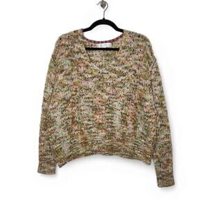 Chelsea Theodore Sweater Boxy Knit Nature Earth TOnes y2k Style Large